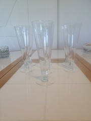 Vintage Pedestal Barware Glasses 8.5” Tall x 7