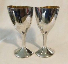 LENOX Heart Champagne Goblets Glasses Kirk Stieff Promises 2 Silverplate Wedding