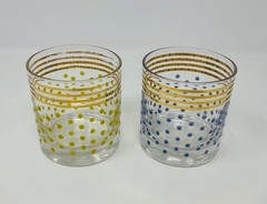 Federal Glass Polka Dot 4 Oz Whiskey Cocktail Glasses MCM Barware Lot of 2 1950s