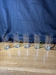 Vintage Color Handled Liqueur Tall Cordial Glasses 6.5″