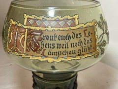 Large Friedr. Van Hauten Enameled hand blown glass pewter Drinking Vessel Roemer