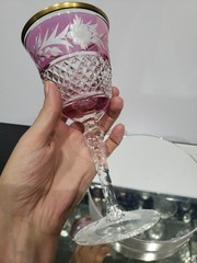 Water Goblet Glass 7-3/8″ tall, Crystal Ebeling & Reuss Marchioness Cranberry #2