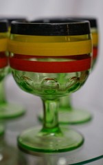 Vintage Set Of 4 Green Goblets – Glow Under Black Light – Possibly Uranium Glass