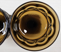 (2) Noritake Spotlight Walnut Brown Champagne Sherbet Set Vintage Stemware Retro