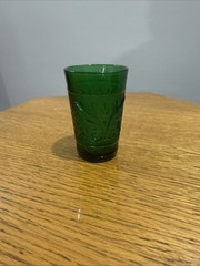 Anchor Hocking Sandwich Forest Green Oatmeal 5 oz Juice Glass Vtg