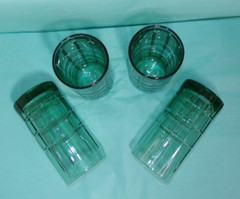 (4) Anchor Hocking Manchester Tartan Green Iced Tea Glasses 16oz Heavy Tumblers