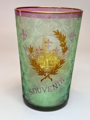 19c. Grand Tour Baccarat Cameo Cranberry Vaseline Glass Paris Beaker Cup Tumbler