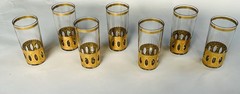 MCM Culver, LTD. Antigua Gold Highball Tumblers 5.5” 22 Karat Gold Set Of 7