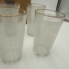 Vintage 1950’s Mid Century Jeanette Glasses Tumblers Set Of 6 New MCM White NOS