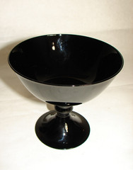 4 Art Deco Black Amethyst Glass Sherbets Depression Era Dessert Ice Cream Bowls