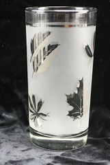 Vintage Leaf Silver Chrome and Frosted Glass Set of 4 Glasses