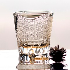 Edo Kiriko Drinking Glass Old Fashioned Crystal Whisky Cup For Bourbon 9oz Grey