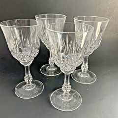 Capri Crystal Clear Knob Stem Wine Water Glasses 6.25 in tall Set of 4 Vintage
