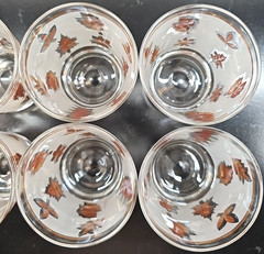 (6) Libbey Golden Foliage 6 Oz Old Fashioned Set Vintage Leaves Frosted MCM Lot