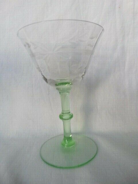 Weston Clear Crystal Green Stem Liquor Cocktail Grey Cut Flower Horizontal Band