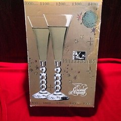 CRYSTAL CHAMPAGNE FLUTES MILLENIUM COLLECTIBLES GENUINE LEAD CRYSTAL NEW IN BOX