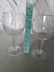 Bubbled Goblet Glasses Clear Set of 2 Heavy Weight Unmarked Not matched