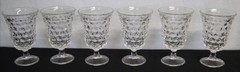 VTG Set Of 6 Fostoria American Clear Cubist Low Water Goblet Round Base 6 Inch