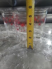 Mcm Starburst Glasses(4) Yellow/white And(4) Red/ White W/ Carrier 1950’s Jelly