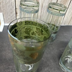 Vintage Golden Grapes Barware Glasses Grapes Columns Cera Mid Century