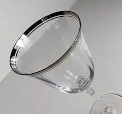 Set Of 5 Mikasa Sonata Platinum Rim Crystal Wine Goblets Glasses
