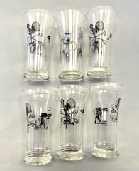 Set of 6 Libbey Weathervane Glass Rooster Liquor Cocktail Glass 4 1/2 inch
