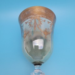 Venetian Medici Murano Light Yelow Wine Goblet 24K Gold