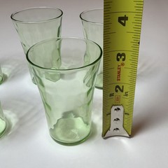 Vintage Green Uranium Glass 3″ Dimpled Juice Shot Glasses Barware