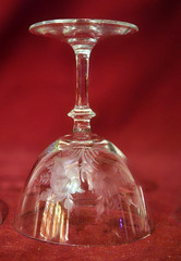 1 Vintage Blown Crystal Small Glasses 3 roses 2&1 Wheel Etched Wafer Thin 4 3/8″