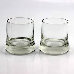 Gunnel Nyman «Neptun» Tumbler 2 Small Glasses Clear Art Glass c.1946 Finland BIN
