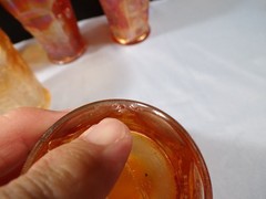 Set of 5 Fenton Marigold Carnival Glass Butterfly & Berry Pattern Tumblers