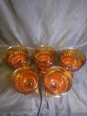 Chunky Vintage 6” Spiced Pumpkin Wine Goblets- Set of 5 MINT CONDITION