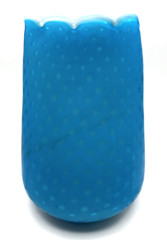 Blue Satin-Cased-Raindrop-Mother Of Pearl Art Glass Vase 8 1/4″