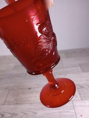Vtg L.G. WRIGHT GLASS «STRAWBERRY & CURRANT RUBY» RED WATER GOBLET 6-1/2″