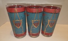 SET/3 MCM Cera HIGHBALL Glasses Eagle E PLURIBUS UNUM 22Kt g 1960 EUC