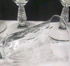 ROCK SHARPE Dartelle Juice Glass Set of 7 #3007 Stem Floral Cut 6″ Tall