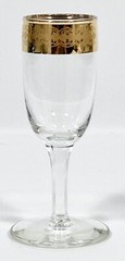 Vtg Gold Encrusted Rim Circles Floral Cordial Liqueur Glass 4″ Tall 1.25 oz RARE