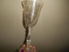 Pair of Cambridge Rose Point etched Elegant Glass 10 oz. Water Goblets #3121
