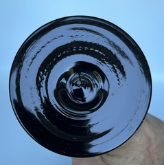 Vtg Mikasa Elite Black Fluted Champagne Flute 10 1/8” Blown Glass Set Of 4