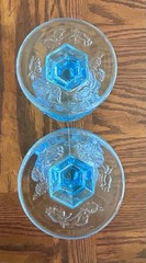 Pair Of Madonna Inn Goblets Aqua Blue Mosser Glass