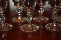 Fostoria Colonial Dame Clear Blown Glass Water Goblets Swirl Stem Set of 7