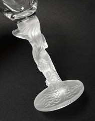 PAIR VINTAGE FROSTED FRENCH CRYSTAL NUDE NAKED LADY STEM WINE GLASSES ART DECO 1