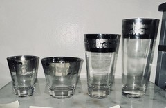 Vintage Canonsburg Temporama Atomic Silver Band MCMOld-Fashioned Lowball Glasses