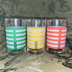 Ralph Lauren Striped Juice Glasses, Set of 3 Green Yellow Orange