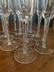 VTG Pier 1 Venetian Handblown Champagne Flutes Holiday Candy Cane Stem Set 11