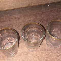 4 Federal Glass Shot Glasses Gold Bands Mid Century Modern MCM