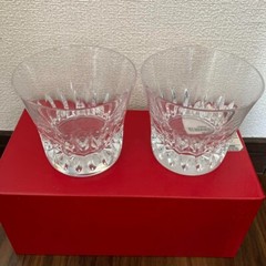 Baccarat Rosa Year Tumbler 2015 Crystal Rock Glass pair Glasses with Box