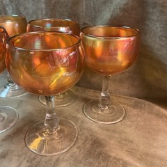 Vintage 1920s Fenton art glass Marigold carnival beer goblet a lot of five