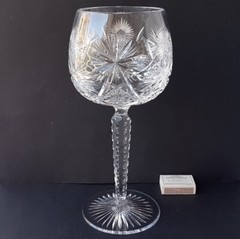 Xxl Glass Foot Cup Trophy Hand-Cut Val St. Lambert Around 1900 M923
