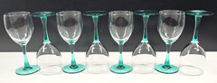 8 Luminarc Turquoise 6.75″ Wine Glass Set Vintage Cristal D’Arques Bar Retro Lot